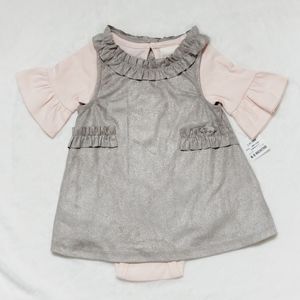 Two Piece Set in sparkle taupe & blush 3-6m